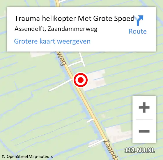 Locatie op kaart van de 112 melding: Trauma helikopter Met Grote Spoed Naar Assendelft, Zaandammerweg op 26 juli 2024 21:40