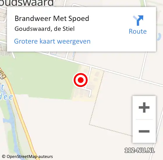 Locatie op kaart van de 112 melding: Brandweer Met Spoed Naar Goudswaard, de Stiel op 26 juli 2024 21:42