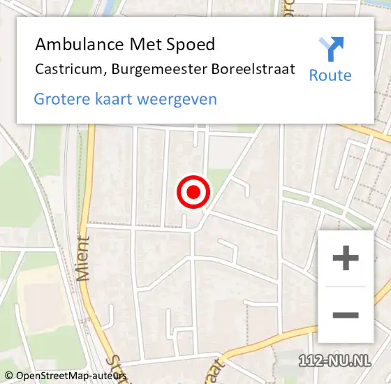 Locatie op kaart van de 112 melding: Ambulance Met Spoed Naar Castricum, Burgemeester Boreelstraat op 26 juli 2024 22:19