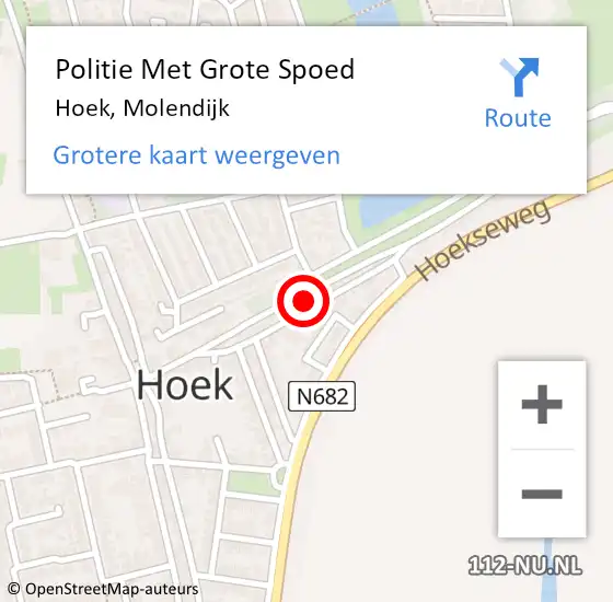 Locatie op kaart van de 112 melding: Politie Met Grote Spoed Naar Hoek, Molendijk op 26 juli 2024 22:23