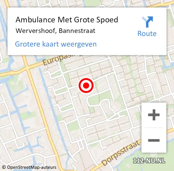 Locatie op kaart van de 112 melding: Ambulance Met Grote Spoed Naar Wervershoof, Bannestraat op 26 juli 2024 22:49