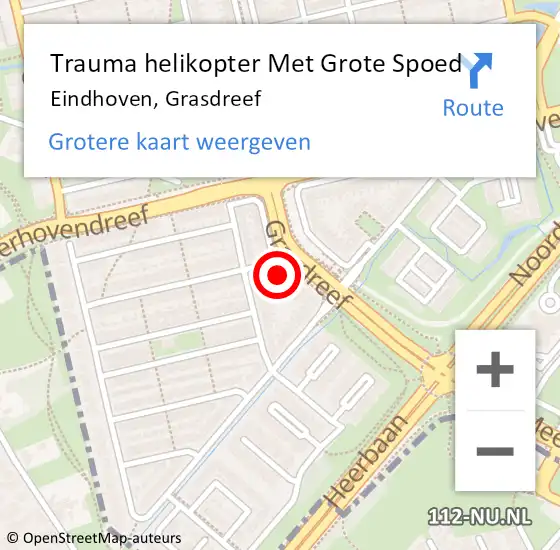 Locatie op kaart van de 112 melding: Trauma helikopter Met Grote Spoed Naar Eindhoven, Grasdreef op 26 juli 2024 22:50