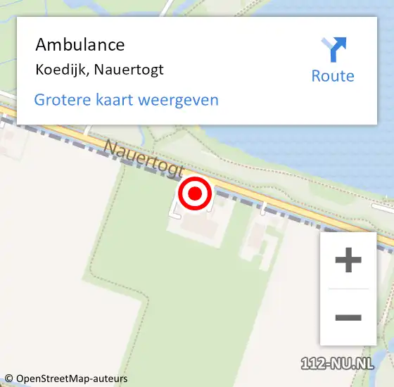 Locatie op kaart van de 112 melding: Ambulance Koedijk, Nauertogt op 26 juli 2024 22:59