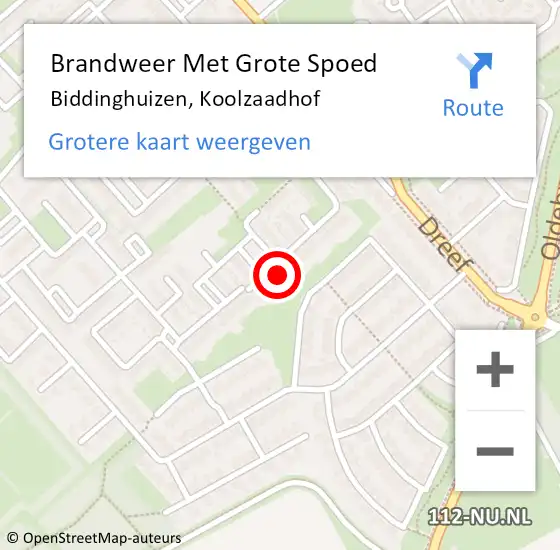 Locatie op kaart van de 112 melding: Brandweer Met Grote Spoed Naar Biddinghuizen, Koolzaadhof op 26 juli 2024 23:03