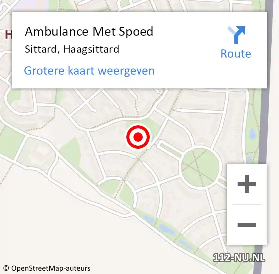 Locatie op kaart van de 112 melding: Ambulance Met Spoed Naar Sittard, Haagsittard op 14 oktober 2014 13:04