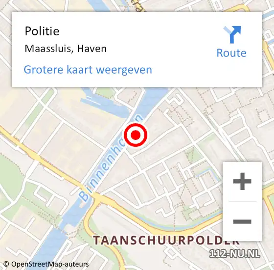 Locatie op kaart van de 112 melding: Politie Maassluis, Haven op 26 juli 2024 23:35