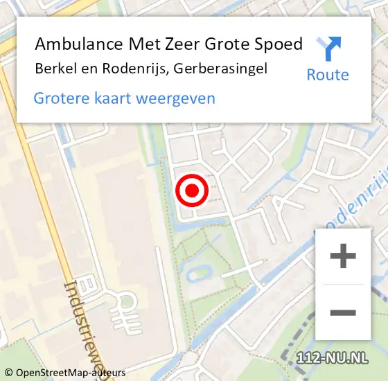 Locatie op kaart van de 112 melding: Ambulance Met Zeer Grote Spoed Naar Berkel en Rodenrijs, Gerberasingel op 26 juli 2024 23:46