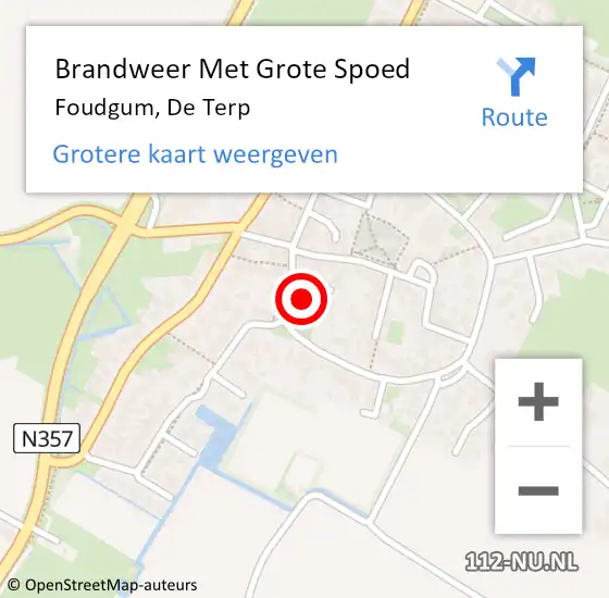 Locatie op kaart van de 112 melding: Brandweer Met Grote Spoed Naar Foudgum, De Terp op 26 juli 2024 23:50