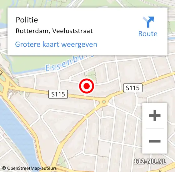 Locatie op kaart van de 112 melding: Politie Rotterdam, Veeluststraat op 26 juli 2024 23:53