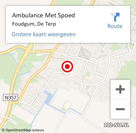 Locatie op kaart van de 112 melding: Ambulance Met Spoed Naar Foudgum, De Terp op 26 juli 2024 23:57