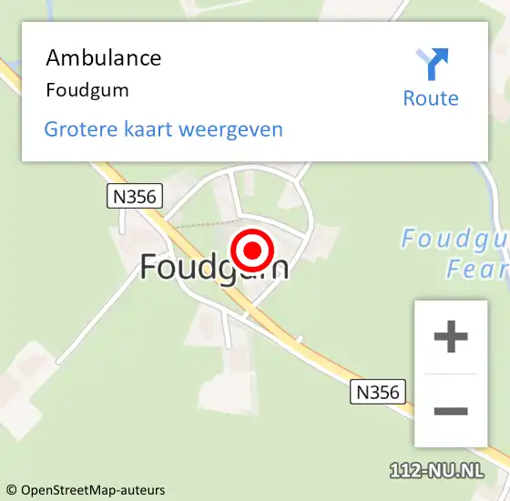 Locatie op kaart van de 112 melding: Ambulance Foudgum op 26 juli 2024 23:58