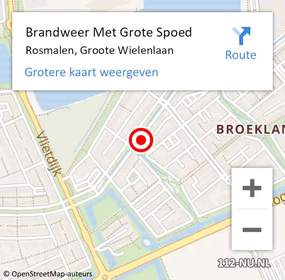 Locatie op kaart van de 112 melding: Brandweer Met Grote Spoed Naar Rosmalen, Groote Wielenlaan op 27 juli 2024 00:39