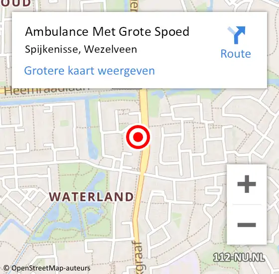 Locatie op kaart van de 112 melding: Ambulance Met Grote Spoed Naar Spijkenisse, Wezelveen op 27 juli 2024 00:41