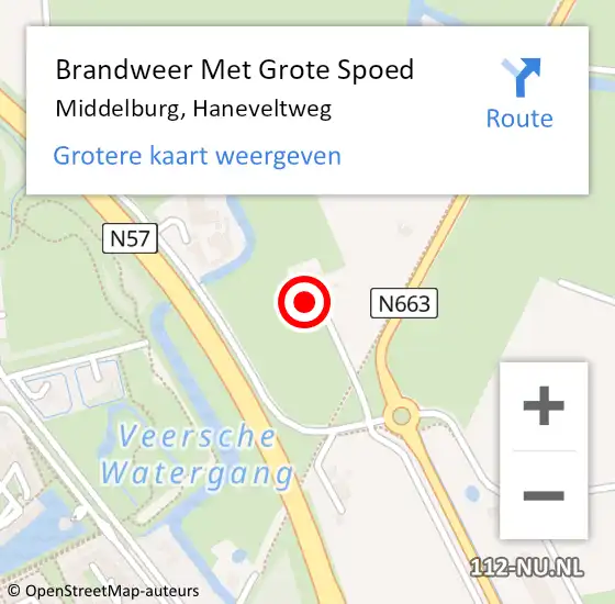 Locatie op kaart van de 112 melding: Brandweer Met Grote Spoed Naar Middelburg, Haneveltweg op 27 juli 2024 00:45