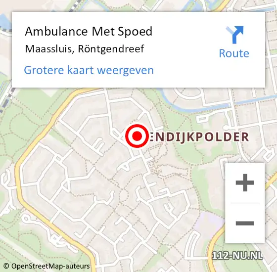 Locatie op kaart van de 112 melding: Ambulance Met Spoed Naar Maassluis, Röntgendreef op 27 juli 2024 01:02