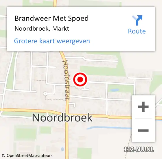 Locatie op kaart van de 112 melding: Brandweer Met Spoed Naar Noordbroek, Markt op 27 juli 2024 01:19