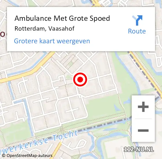 Locatie op kaart van de 112 melding: Ambulance Met Grote Spoed Naar Rotterdam, Vaasahof op 27 juli 2024 01:25