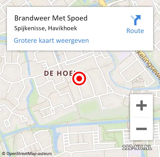 Locatie op kaart van de 112 melding: Brandweer Met Spoed Naar Spijkenisse, Havikhoek op 27 juli 2024 01:29