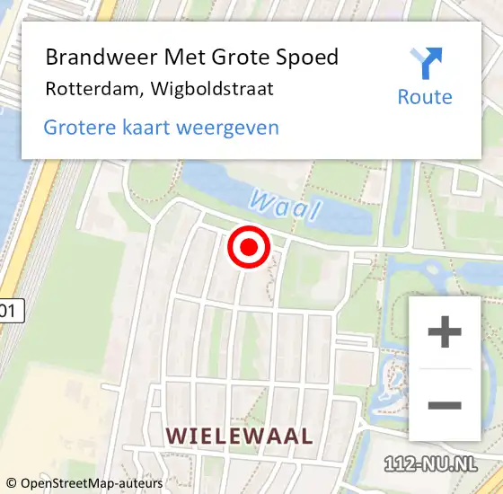 Locatie op kaart van de 112 melding: Brandweer Met Grote Spoed Naar Rotterdam, Wigboldstraat op 27 juli 2024 01:34