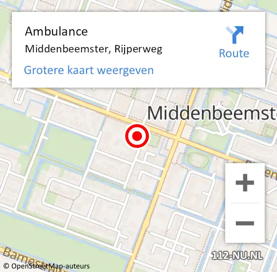 Locatie op kaart van de 112 melding: Ambulance Middenbeemster, Rijperweg op 27 juli 2024 02:31