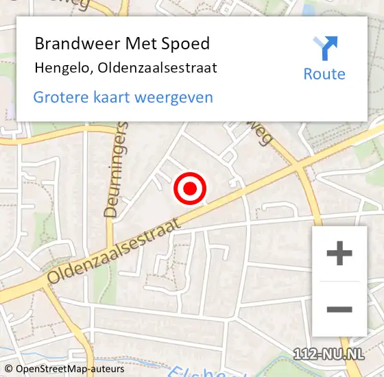 Locatie op kaart van de 112 melding: Brandweer Met Spoed Naar Hengelo, Oldenzaalsestraat op 27 juli 2024 02:52