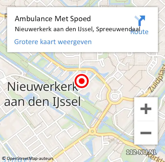 Locatie op kaart van de 112 melding: Ambulance Met Spoed Naar Nieuwerkerk aan den IJssel, Spreeuwendaal op 27 juli 2024 03:09