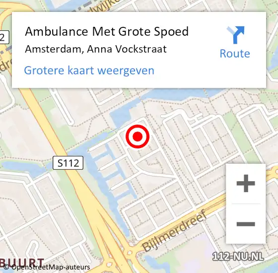 Locatie op kaart van de 112 melding: Ambulance Met Grote Spoed Naar Amsterdam, Anna Vockstraat op 27 juli 2024 03:19