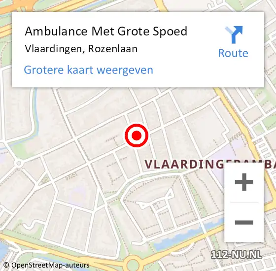 Locatie op kaart van de 112 melding: Ambulance Met Grote Spoed Naar Vlaardingen, Rozenlaan op 27 juli 2024 03:31