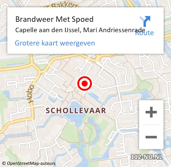 Locatie op kaart van de 112 melding: Brandweer Met Spoed Naar Capelle aan den IJssel, Mari Andriessenrade op 27 juli 2024 03:50