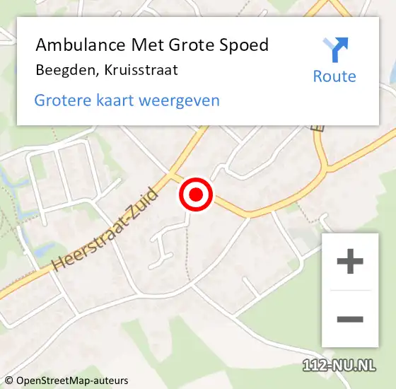 Locatie op kaart van de 112 melding: Ambulance Met Grote Spoed Naar Beegden, Kruisstraat op 27 juli 2024 03:52