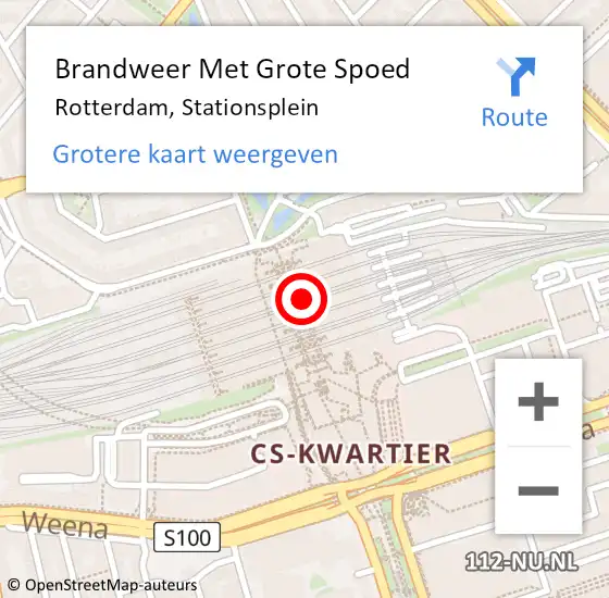 Locatie op kaart van de 112 melding: Brandweer Met Grote Spoed Naar Rotterdam, Stationsplein op 27 juli 2024 04:31