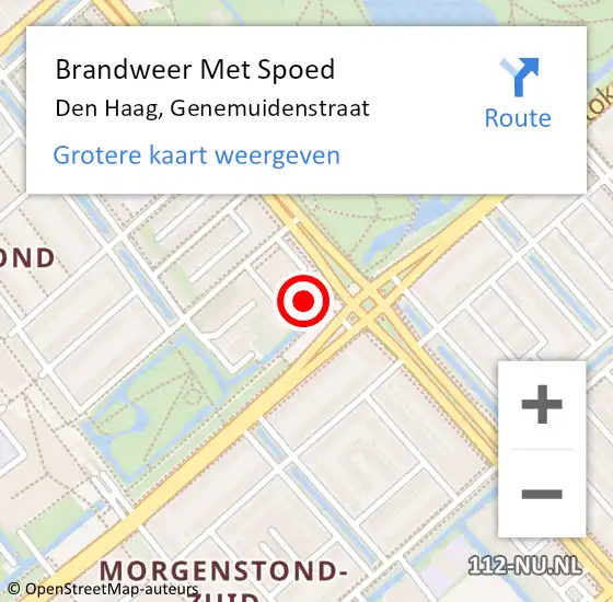 Locatie op kaart van de 112 melding: Brandweer Met Spoed Naar Den Haag, Genemuidenstraat op 27 juli 2024 04:52