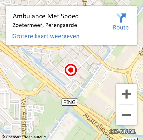 Locatie op kaart van de 112 melding: Ambulance Met Spoed Naar Zoetermeer, Perengaarde op 27 juli 2024 05:38