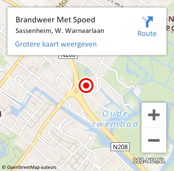 Locatie op kaart van de 112 melding: Brandweer Met Spoed Naar Sassenheim, W. Warnaarlaan op 27 juli 2024 06:15