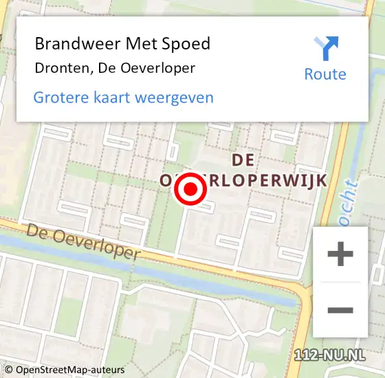 Locatie op kaart van de 112 melding: Brandweer Met Spoed Naar Dronten, De Oeverloper op 27 juli 2024 06:36