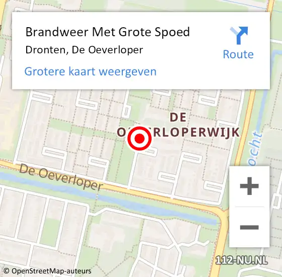 Locatie op kaart van de 112 melding: Brandweer Met Grote Spoed Naar Dronten, De Oeverloper op 27 juli 2024 06:37