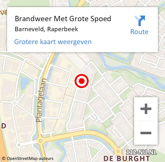 Locatie op kaart van de 112 melding: Brandweer Met Grote Spoed Naar Barneveld, Raperbeek op 27 juli 2024 07:06