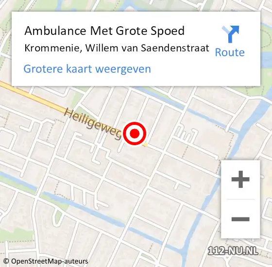 Locatie op kaart van de 112 melding: Ambulance Met Grote Spoed Naar Krommenie, Willem van Saendenstraat op 27 juli 2024 07:14