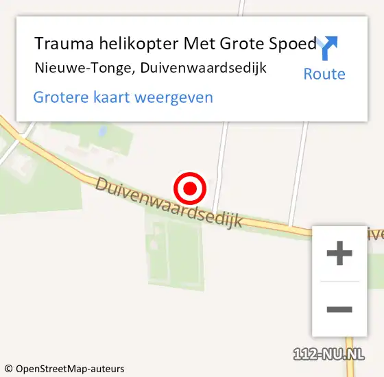 Locatie op kaart van de 112 melding: Trauma helikopter Met Grote Spoed Naar Nieuwe-Tonge, Duivenwaardsedijk op 27 juli 2024 07:17