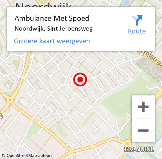 Locatie op kaart van de 112 melding: Ambulance Met Spoed Naar Noordwijk, Sint Jeroensweg op 27 juli 2024 07:59