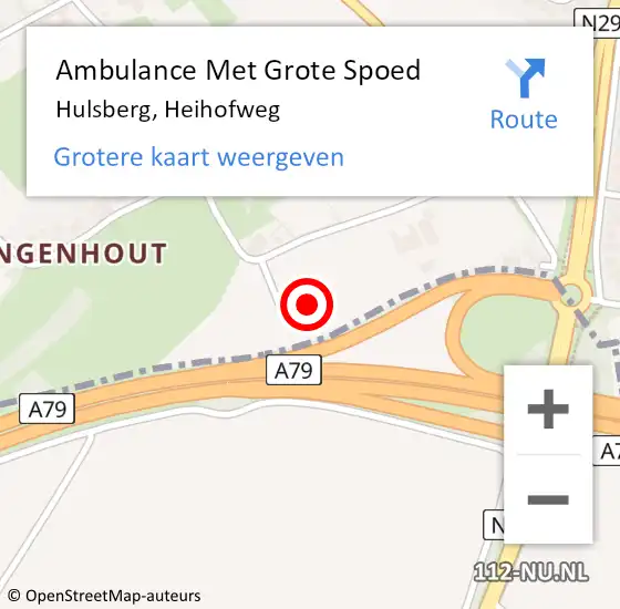 Locatie op kaart van de 112 melding: Ambulance Met Grote Spoed Naar Hulsberg, Heihofweg op 14 oktober 2014 13:26