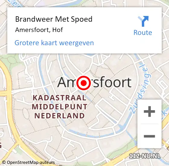 Locatie op kaart van de 112 melding: Brandweer Met Spoed Naar Amersfoort, Hof op 27 juli 2024 08:34