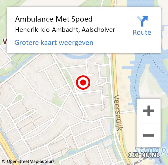 Locatie op kaart van de 112 melding: Ambulance Met Spoed Naar Hendrik-Ido-Ambacht, Aalscholver op 27 juli 2024 08:45