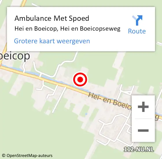 Locatie op kaart van de 112 melding: Ambulance Met Spoed Naar Hei en Boeicop, Hei en Boeicopseweg op 14 oktober 2014 13:27