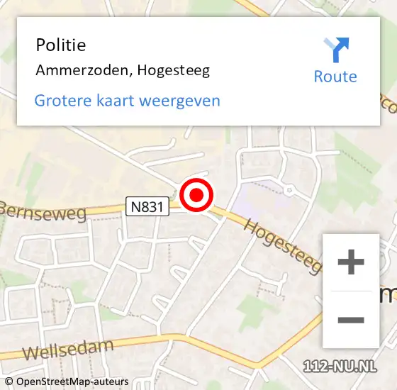 Locatie op kaart van de 112 melding: Politie Ammerzoden, Hogesteeg op 27 juli 2024 09:05