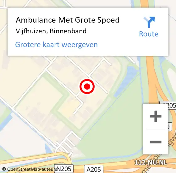 Locatie op kaart van de 112 melding: Ambulance Met Grote Spoed Naar Vijfhuizen, Binnenband op 27 juli 2024 09:17