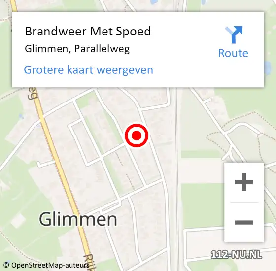 Locatie op kaart van de 112 melding: Brandweer Met Spoed Naar Glimmen, Parallelweg op 27 juli 2024 09:39