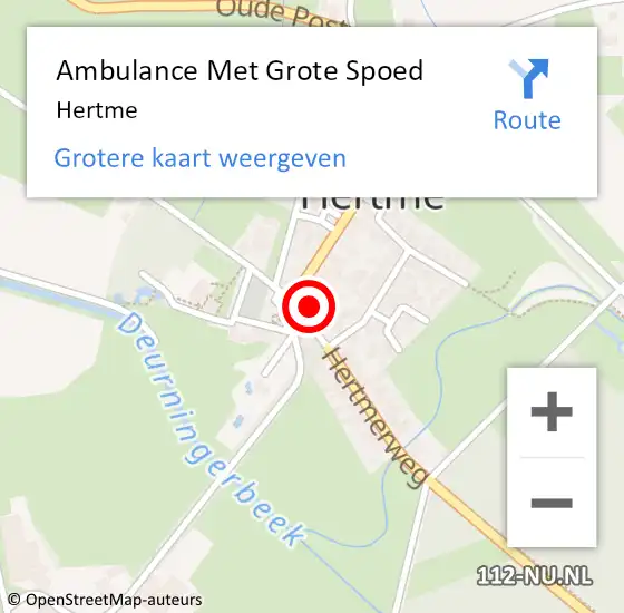 Locatie op kaart van de 112 melding: Ambulance Met Grote Spoed Naar Hertme op 27 juli 2024 09:57