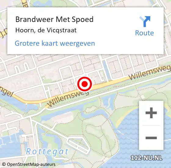 Locatie op kaart van de 112 melding: Brandweer Met Spoed Naar Hoorn, de Vicqstraat op 27 juli 2024 10:46