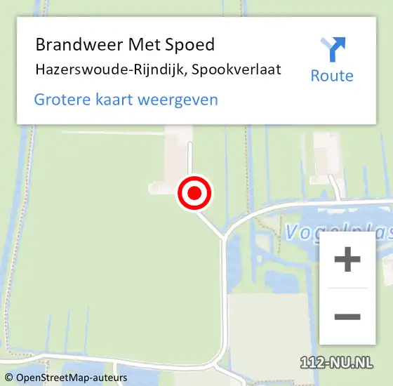 Locatie op kaart van de 112 melding: Brandweer Met Spoed Naar Hazerswoude-Rijndijk, Spookverlaat op 27 juli 2024 10:50